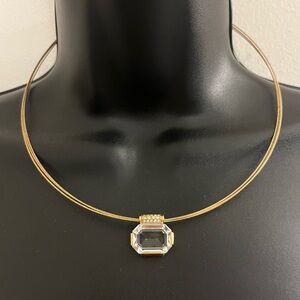 Swarovski Elegant Gold Necklace with Large Crystal